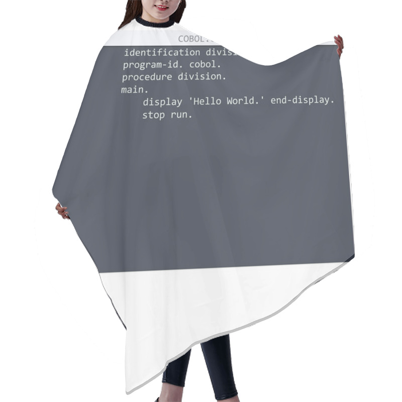 Personality  COBOL Language Hello World Program Sample In Editor Window Hair Cutting Cape