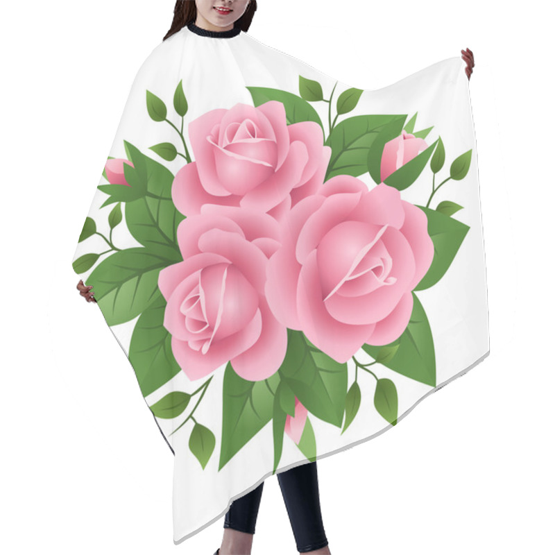 Personality  Vector Illustration Of Pink Roses Hair Cutting Cape