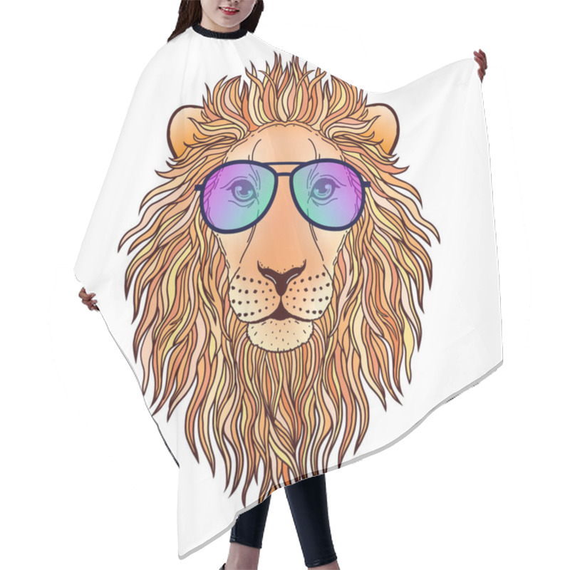 Personality  Lion Muzzle With Sunglasses Hair Cutting Cape