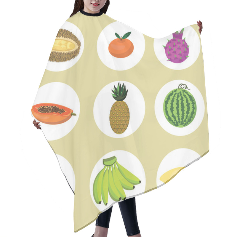 Personality  Vector: Set Of Exotic Fruits Hair Cutting Cape