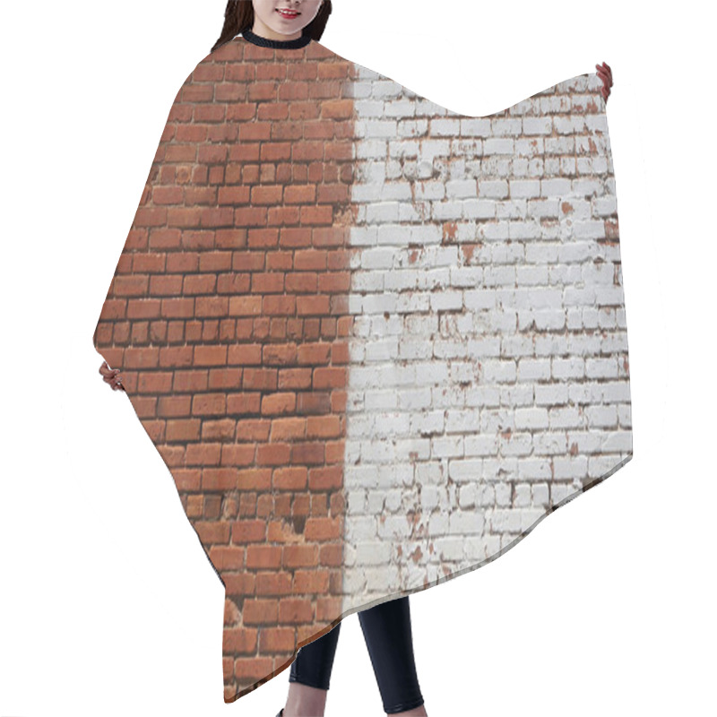 Personality  Textured Bricks Showcase A Contrast Between Red And White Walls. Hair Cutting Cape