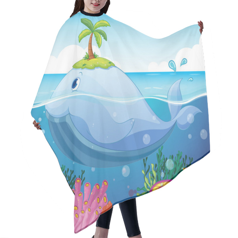 Personality  Fish, Island And Coral In The Sea Hair Cutting Cape