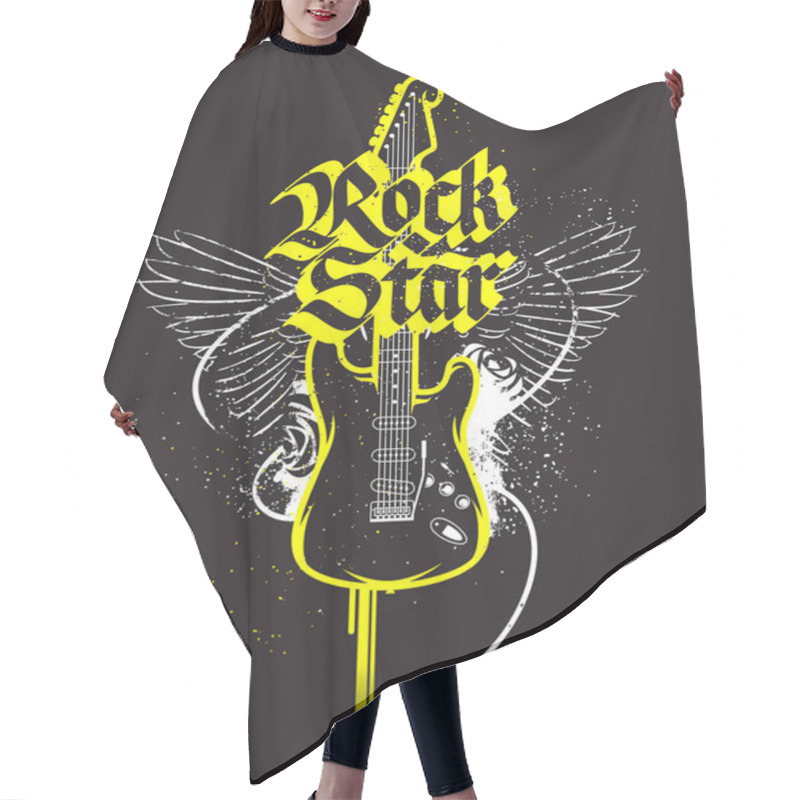 Personality  Black Guitar Print Hair Cutting Cape