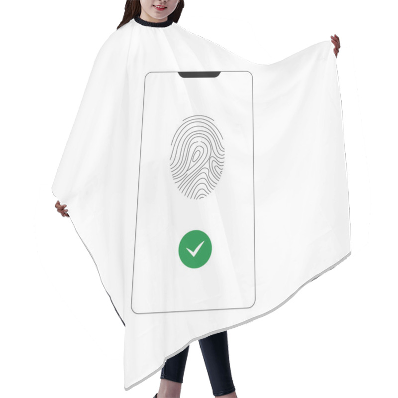 Personality  Smartphone With A Fingerprint And Green Checkmark Icon Symbolizing Biometric Security, Safe Authentication, And Digital Access Approval. Hair Cutting Cape