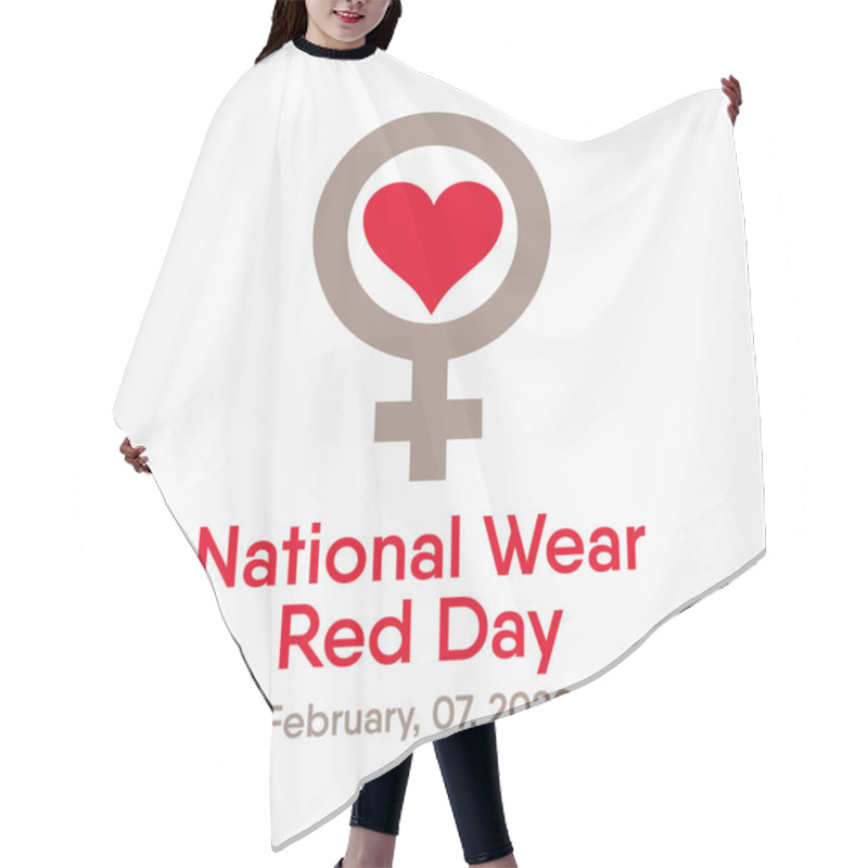 Personality  Vector Illustration On The Theme Of National Wear Red Day On February 7th. Hair Cutting Cape