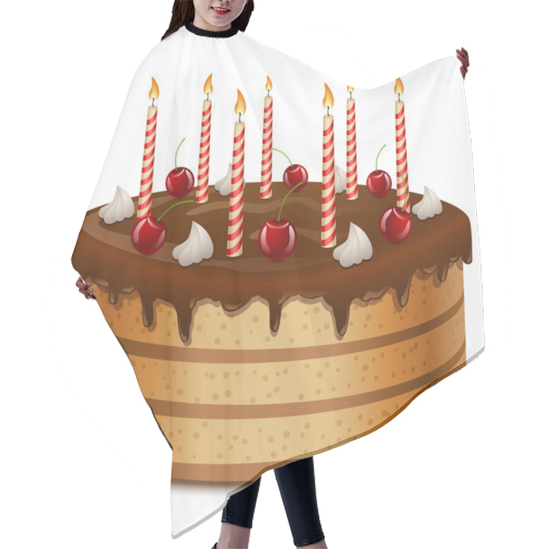 Personality  Birthday Cake With Candles Isolated On White Background Vector I Hair Cutting Cape