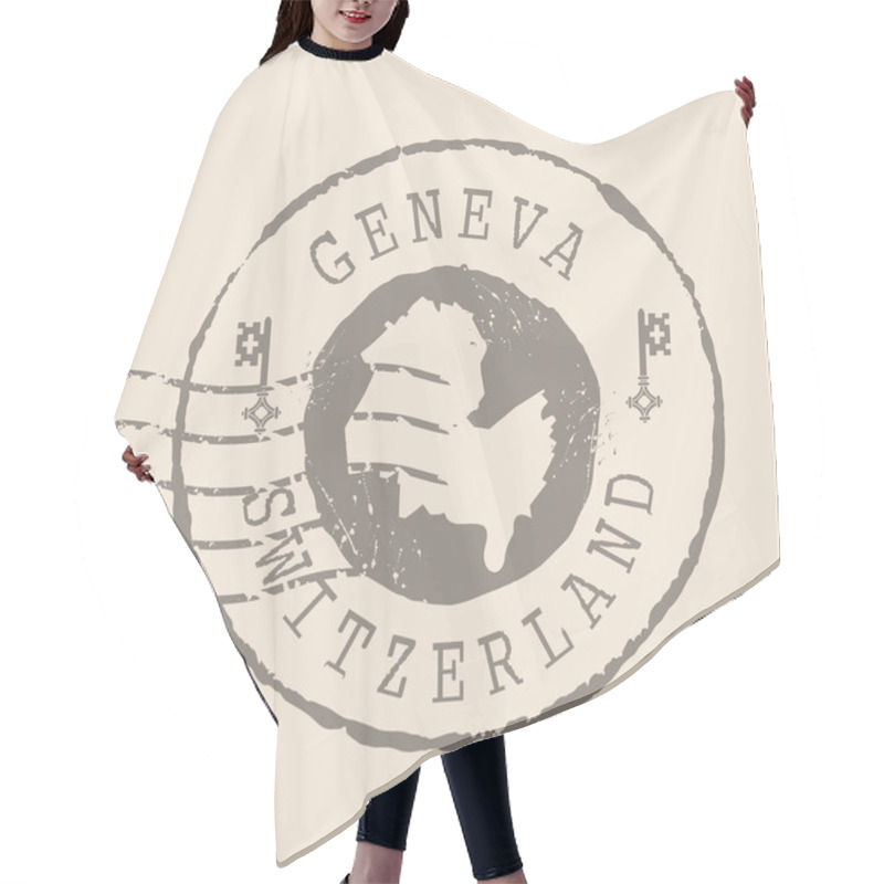 Personality  Stamp Postal Of Geneva Is City Of Switzerland. Map Silhouette Rubber Seal.  Design Retro Travel. Seal  Map Of Geneva Grunge  For Your Design. EPS10 Hair Cutting Cape