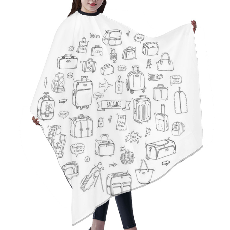 Personality  Baggage Icons Set Hair Cutting Cape