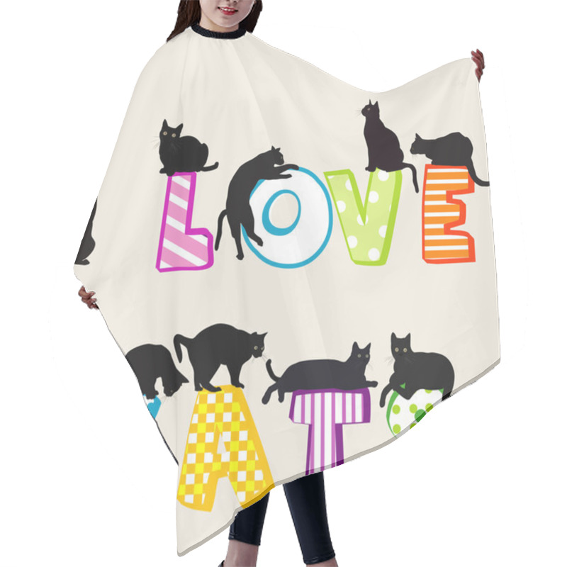 Personality  I Love Card Card With Cats Silhouettes Hair Cutting Cape