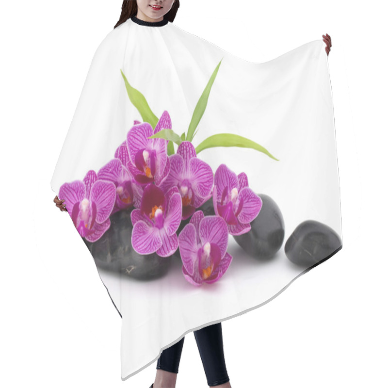 Personality  Zen Pebbles And Orchid Flowers Hair Cutting Cape