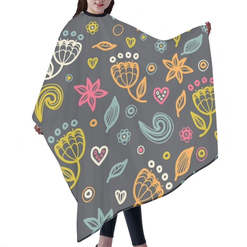 Personality  Floral Seamless Floral Pattern In Doodle Style. Hair Cutting Cape