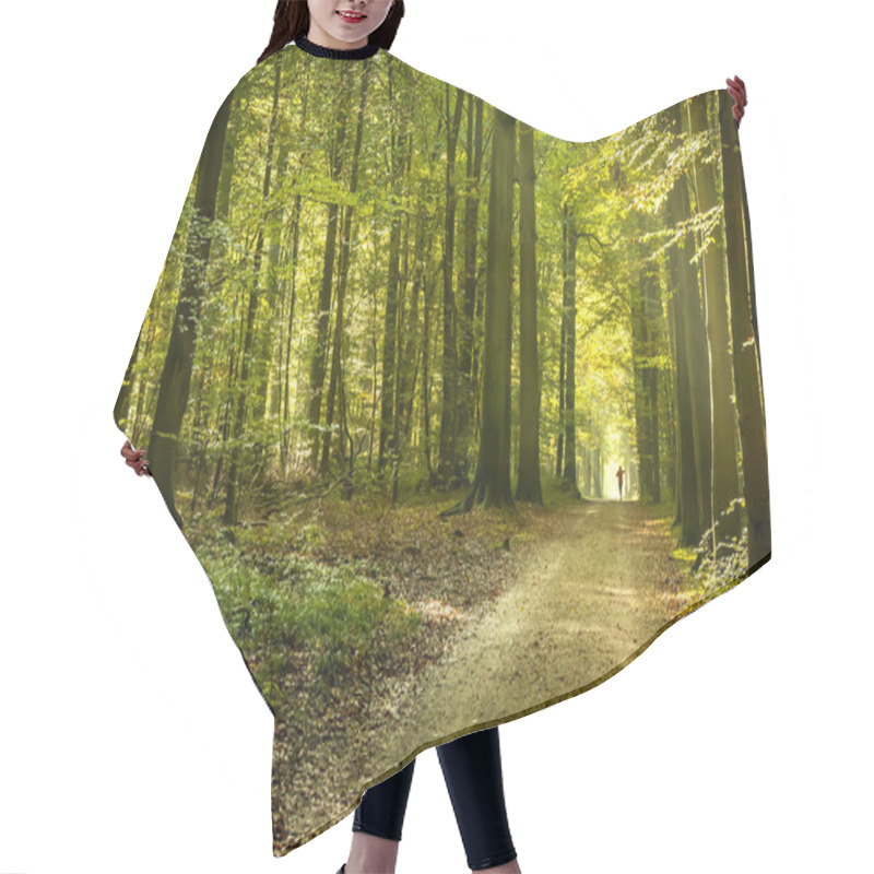 Personality  Autumn Forest With Runner In The Back  Hair Cutting Cape