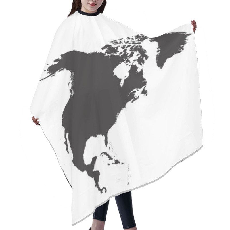 Personality  Black And White Map Of North America Hair Cutting Cape