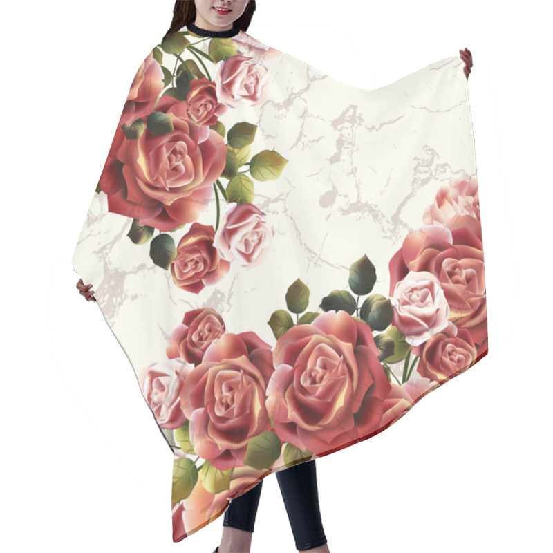 Personality  Beautiful Background Or Invitation With Rose Flowers Hair Cutting Cape