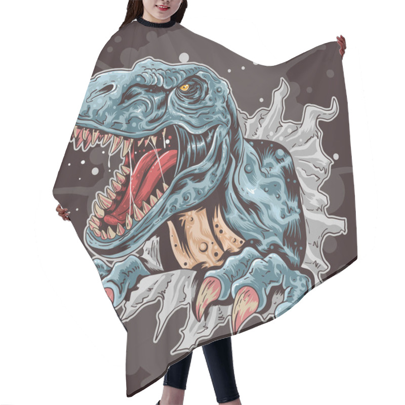 Personality  T-Rex On Black Background Creative Furious  Vector Eps  Hair Cutting Cape