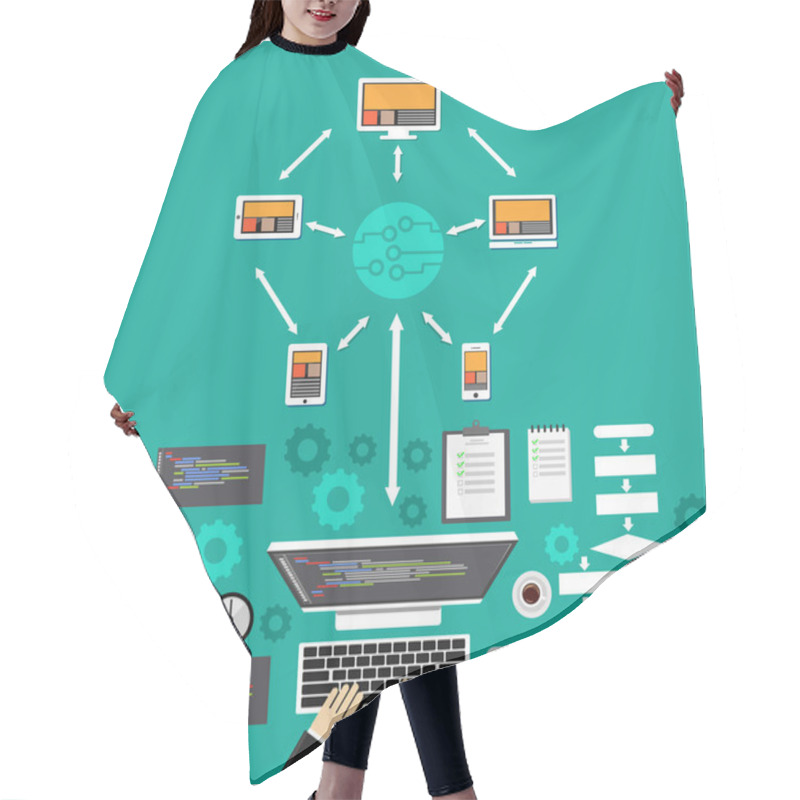 Personality  Cloud Computing. Software Development Concept. Hair Cutting Cape