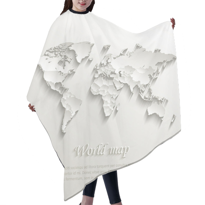 Personality  World Political Map Card Paper 3D Natural Vector Individual States Separate Hair Cutting Cape