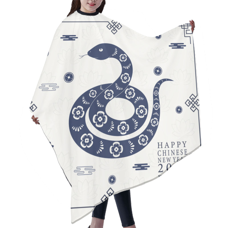 Personality  Happy Chinese New Year 2025. Background With Snake. Vector Hair Cutting Cape