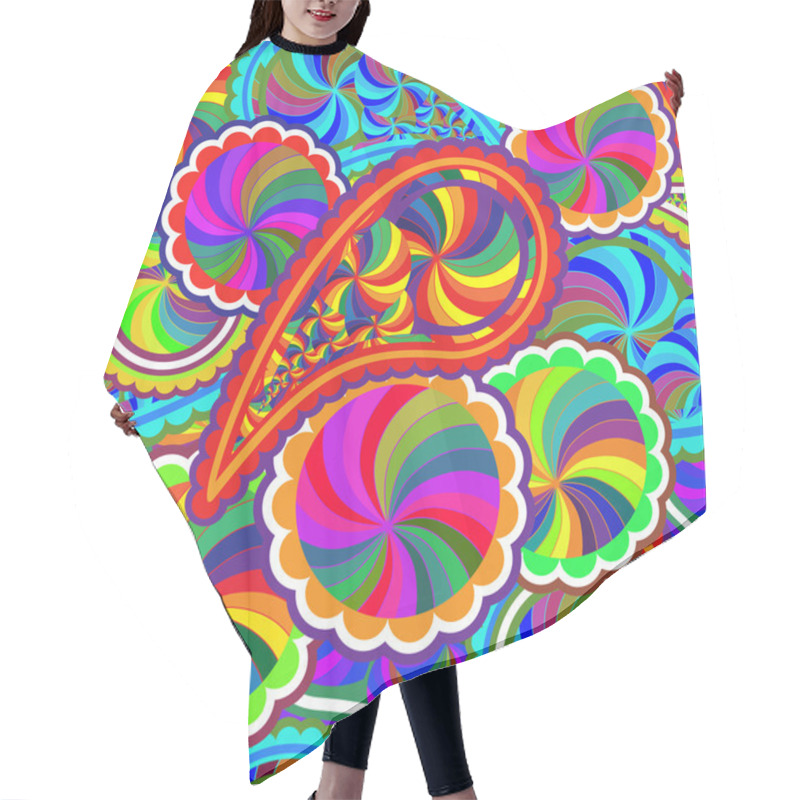 Personality  Seamless Pattern Based On Traditional Asian Elements Paisley Hair Cutting Cape