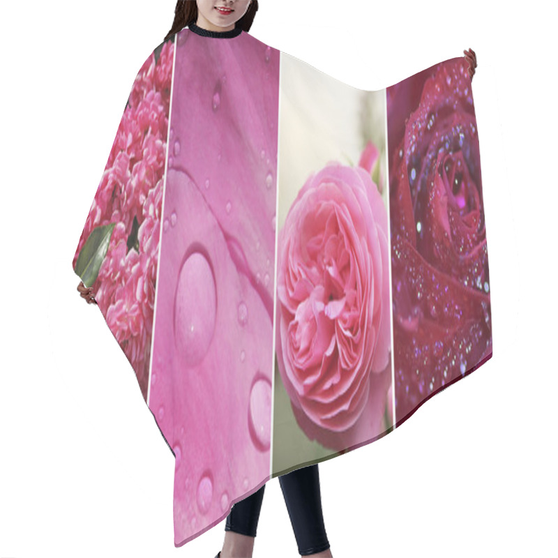 Personality  Collage Of Pink And Red Roses Hair Cutting Cape