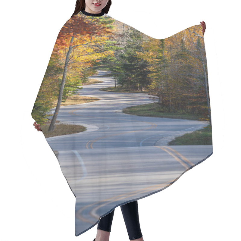 Personality  Door County Curvy Road In The Fall Autumn Season In Wisconsin Hair Cutting Cape