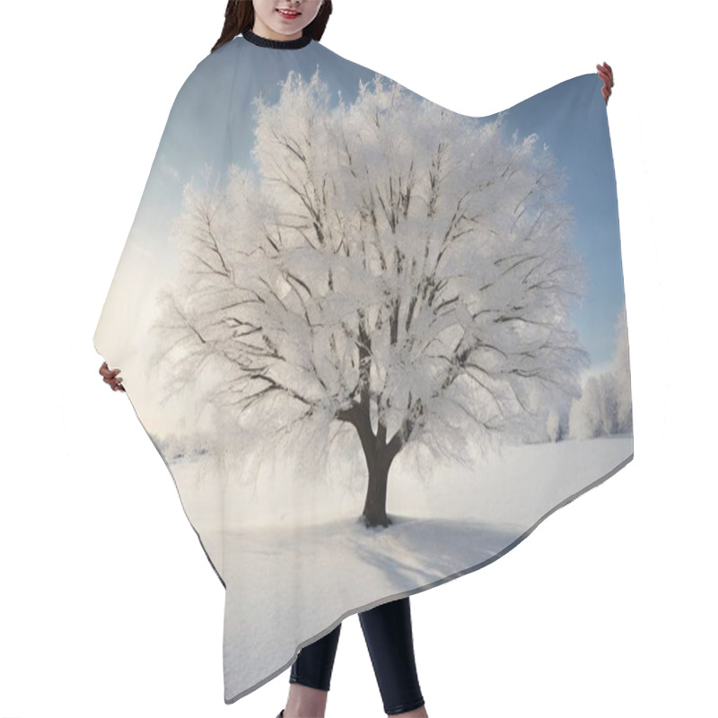 Personality  Winter Forest Snow Covered Tree Hair Cutting Cape