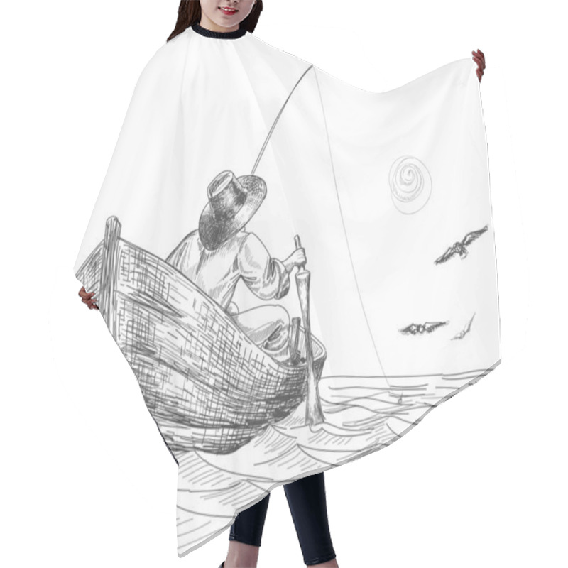 Personality  Fisherman Drawing Hair Cutting Cape