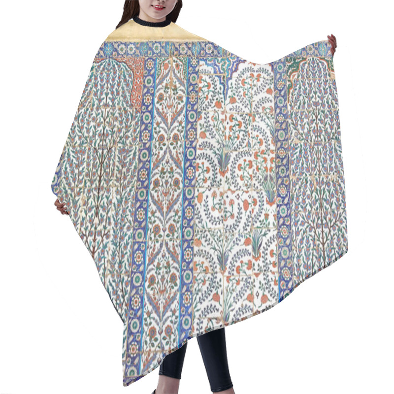 Personality  30.12.2009 ISTANBUL TURKEY.Floral Patterned Tile From Blue Mosque,ancient Ottoman Era. Hair Cutting Cape