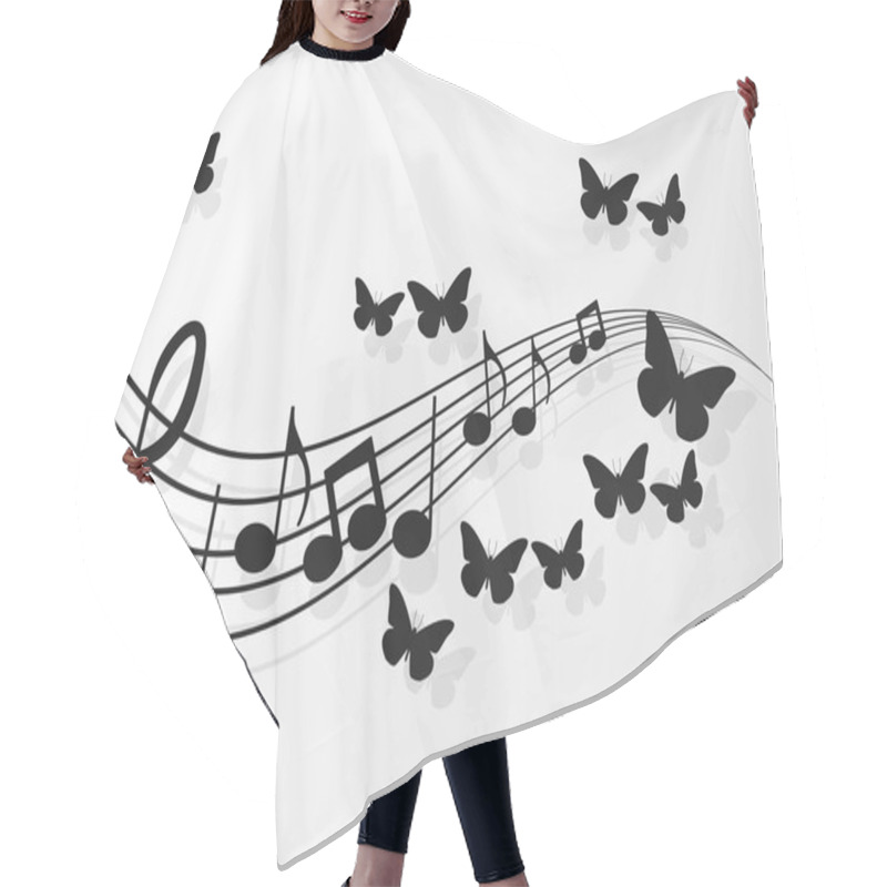 Personality  Vector Image Design Music Covers With Music Notes And Butterflies. Hair Cutting Cape