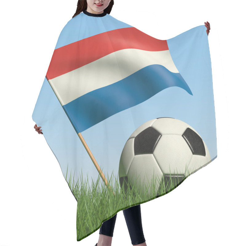 Personality  Soccer Ball In The Grass And Flag Of Netherlands. Hair Cutting Cape