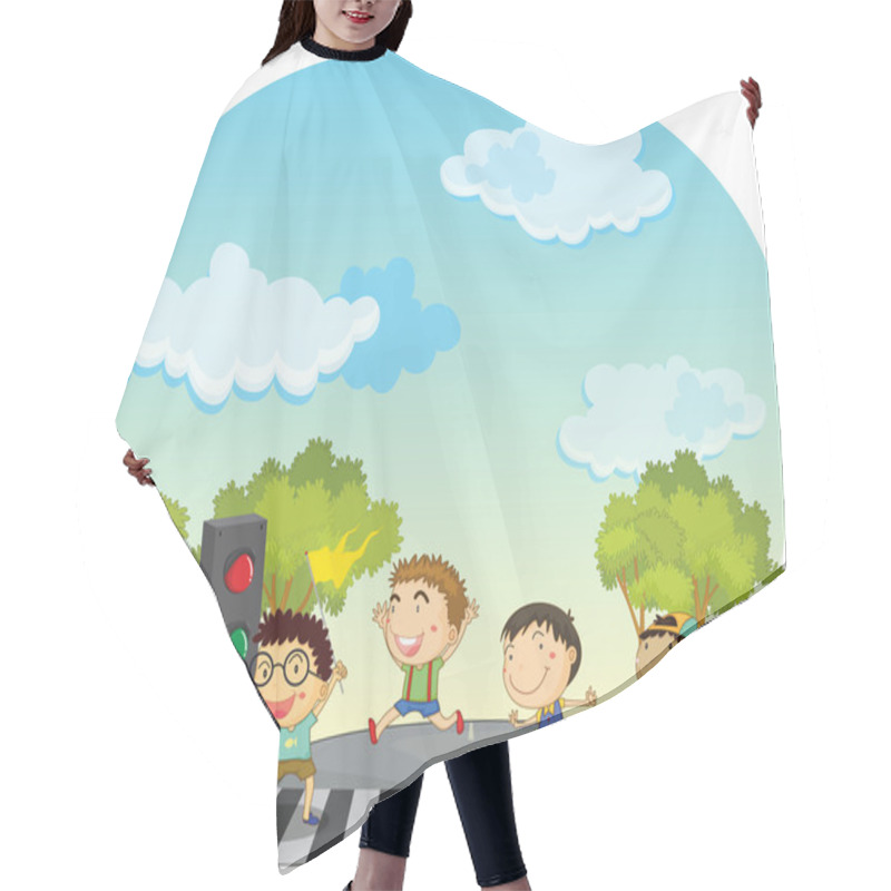 Personality  Children Crossing Street Hair Cutting Cape