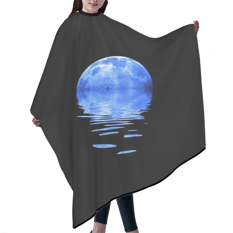 Personality  Moon Reflecting In Water Big Blue Hair Cutting Cape