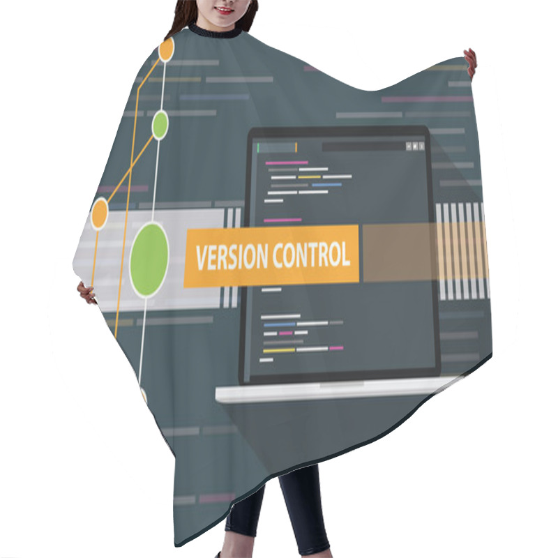 Personality  Version Control Git Programming Script Development With Laptop And Line Vector Illustration Hair Cutting Cape