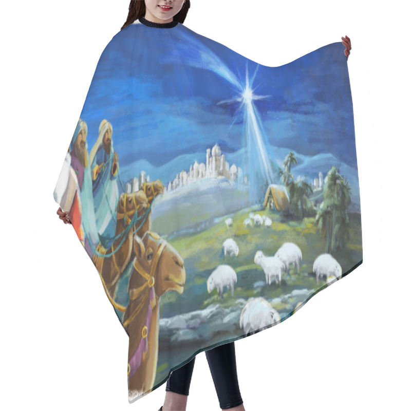 Personality  Religious Illustration Three Kings - And Holy Family - Traditional Scene - Illustration For Children Hair Cutting Cape