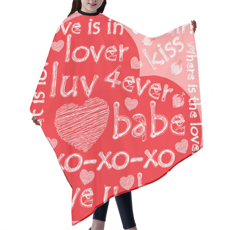 Personality  Grunge Valentine Heart With Doodles Hair Cutting Cape