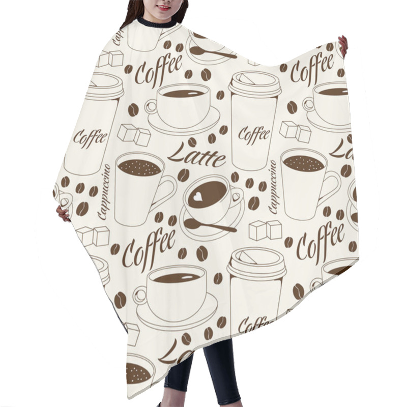 Personality  Coffee Seamless Pattern Hair Cutting Cape