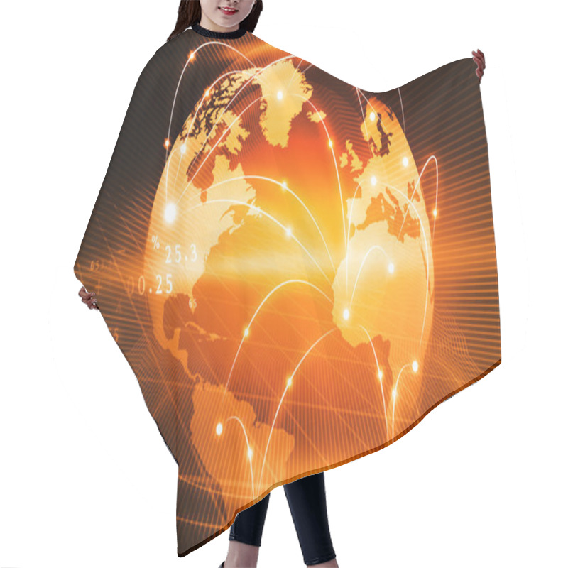 Personality  Futuristic Background Of Global Business Network Hair Cutting Cape