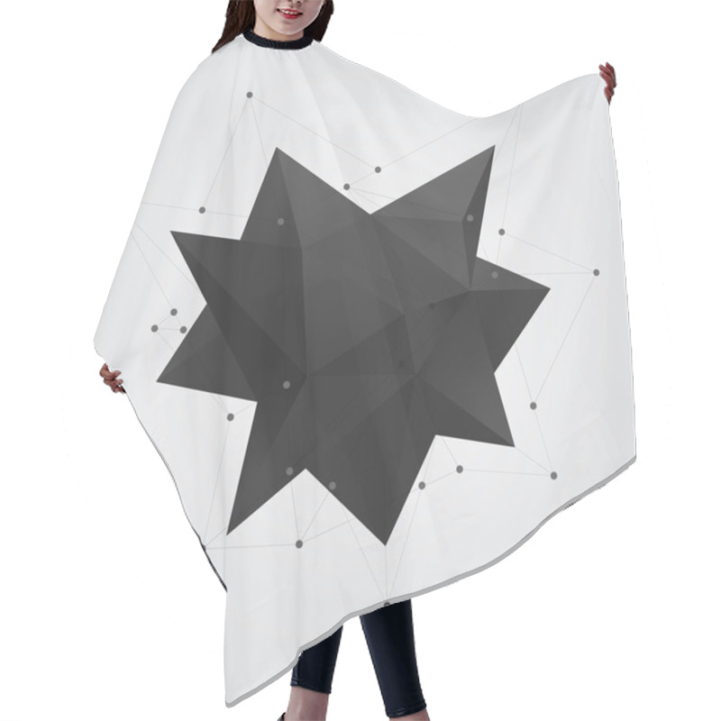 Personality  Black Polygonal Geometric Abstract Shape Figure. Low Poly Abstract Geometry Shape 3d Star. Hair Cutting Cape