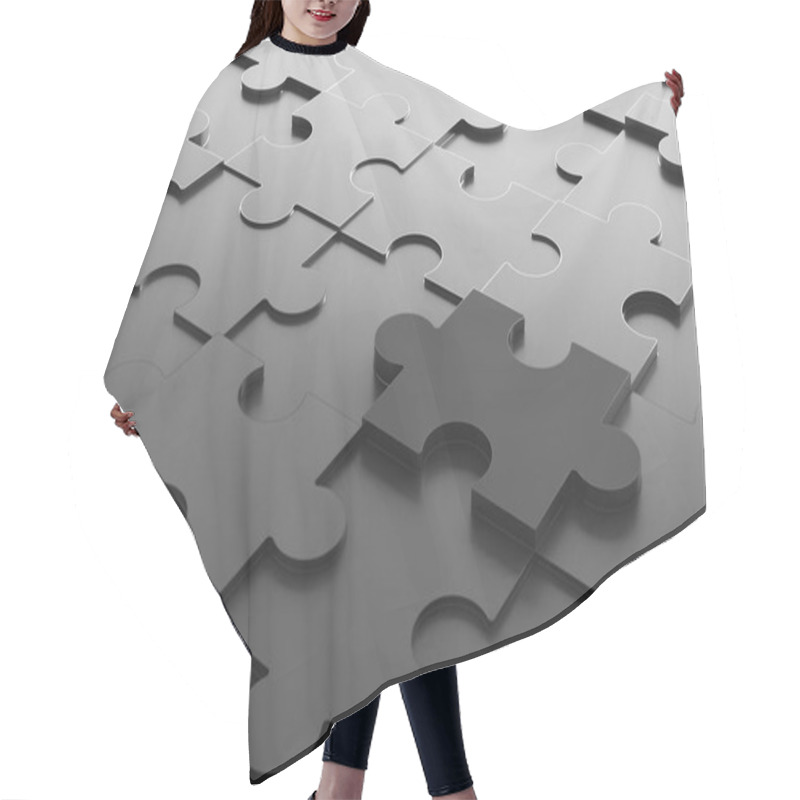 Personality  Black Jigsaw Puzzle, Pattern Texture Background In Business Concept. 3d Illustration Hair Cutting Cape