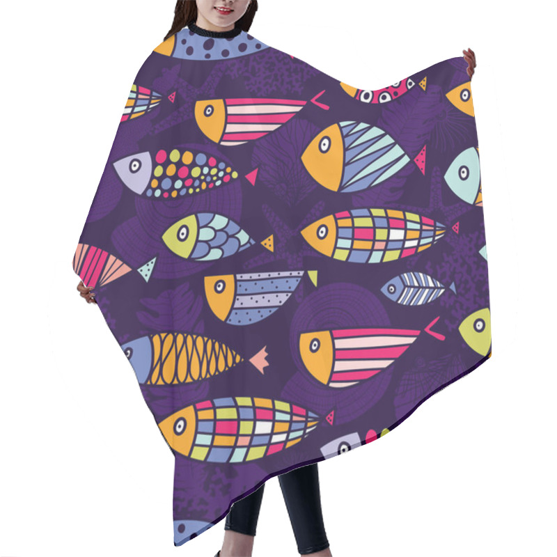 Personality  Cute Fish.  Kids Background. Seamless Pattern. Hair Cutting Cape