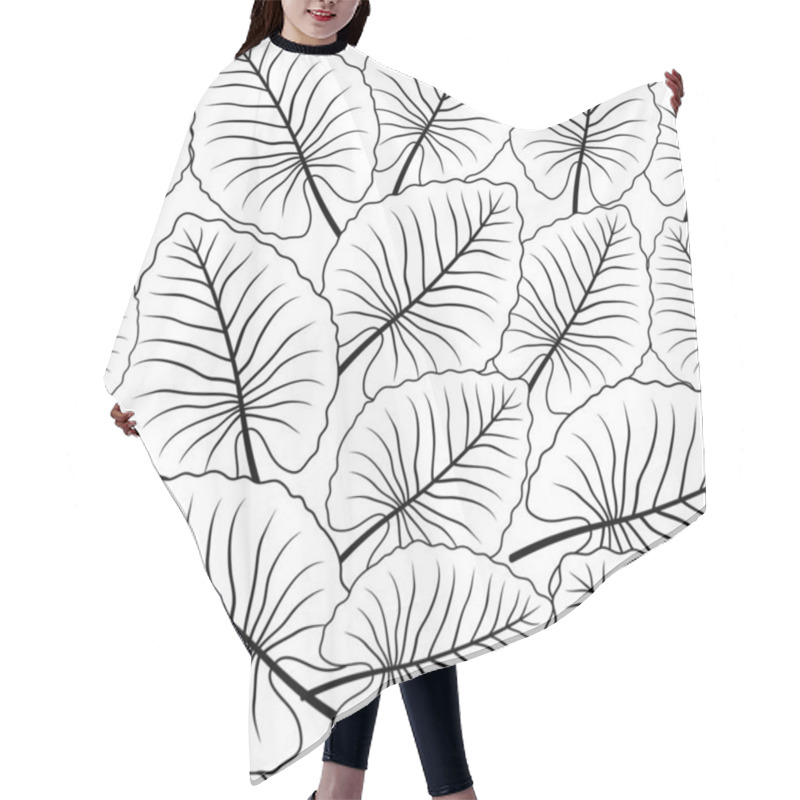 Personality  Seamless Pattern With Contour Lines Of Tropical Leaves On A White Background. Hair Cutting Cape