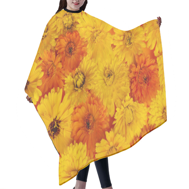 Personality  Calendula Flowers Background Hair Cutting Cape