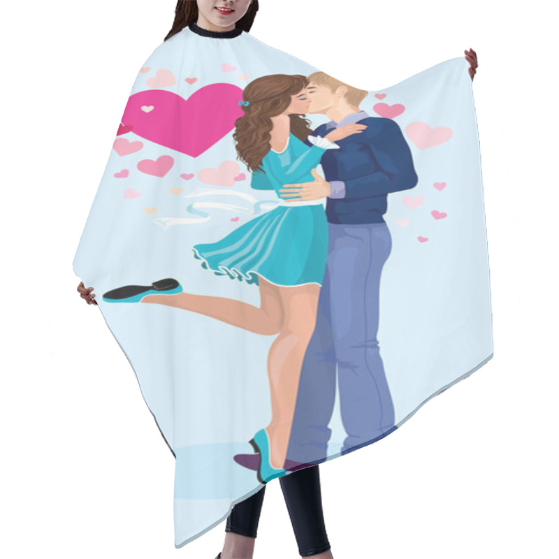 Personality  Boy And Girl Kissing Hair Cutting Cape