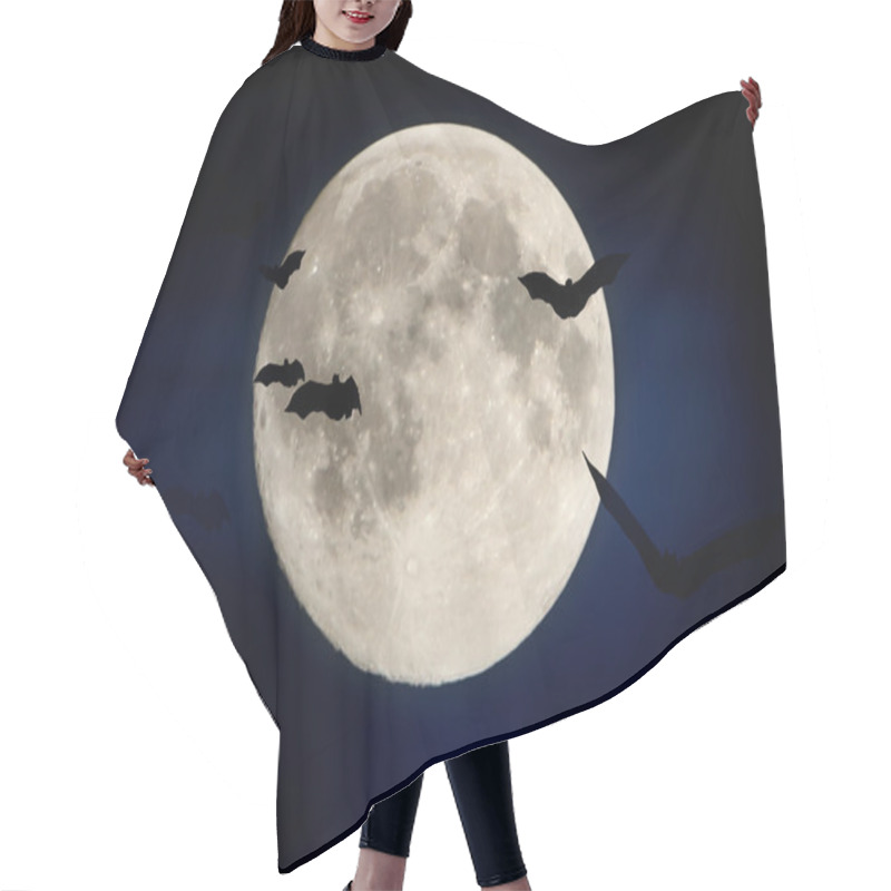 Personality  Flying Bats And Halloween Moon. Hair Cutting Cape