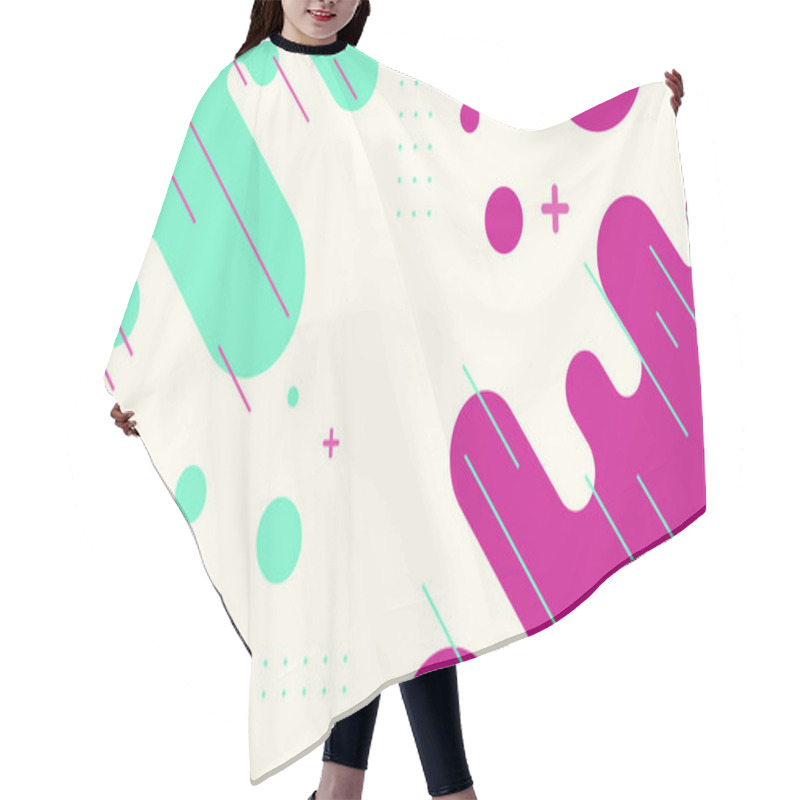 Personality  A Minimalist Abstract Pattern Featuring Vibrant Green And Pink Geometric Shapes On A White Background. Hair Cutting Cape