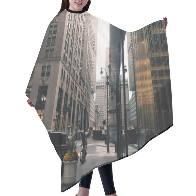 Personality  Car Road And Sidewalk Between Modern Buildings Of Urban Street In New York City Hair Cutting Cape