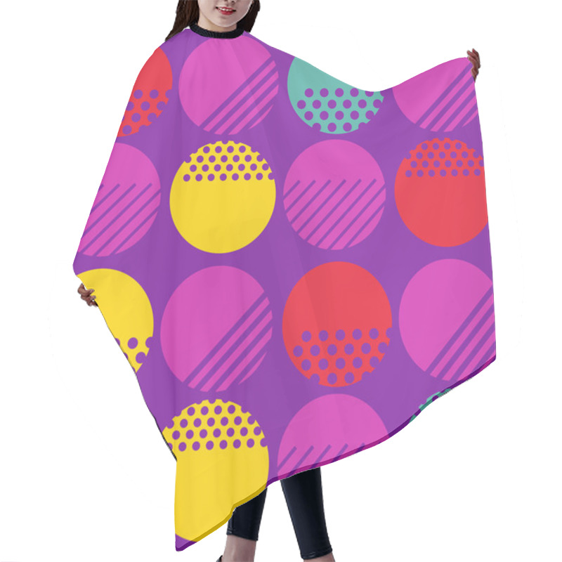 Personality  Geometric Abstract Seamless Pattern With Circles And Stripes Hair Cutting Cape