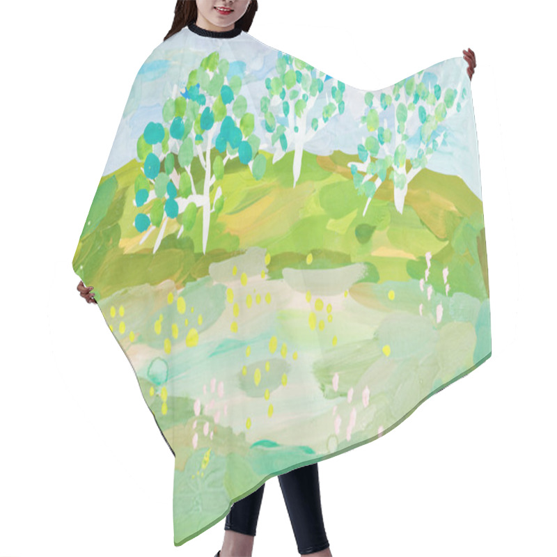 Personality  Children Drawing - Landscape With Three Trees Hair Cutting Cape