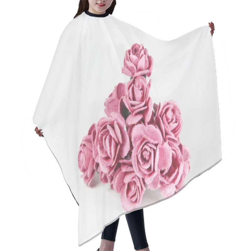 Personality  Arrangement Of Pale Pink Artificial Paper Roses Hair Cutting Cape