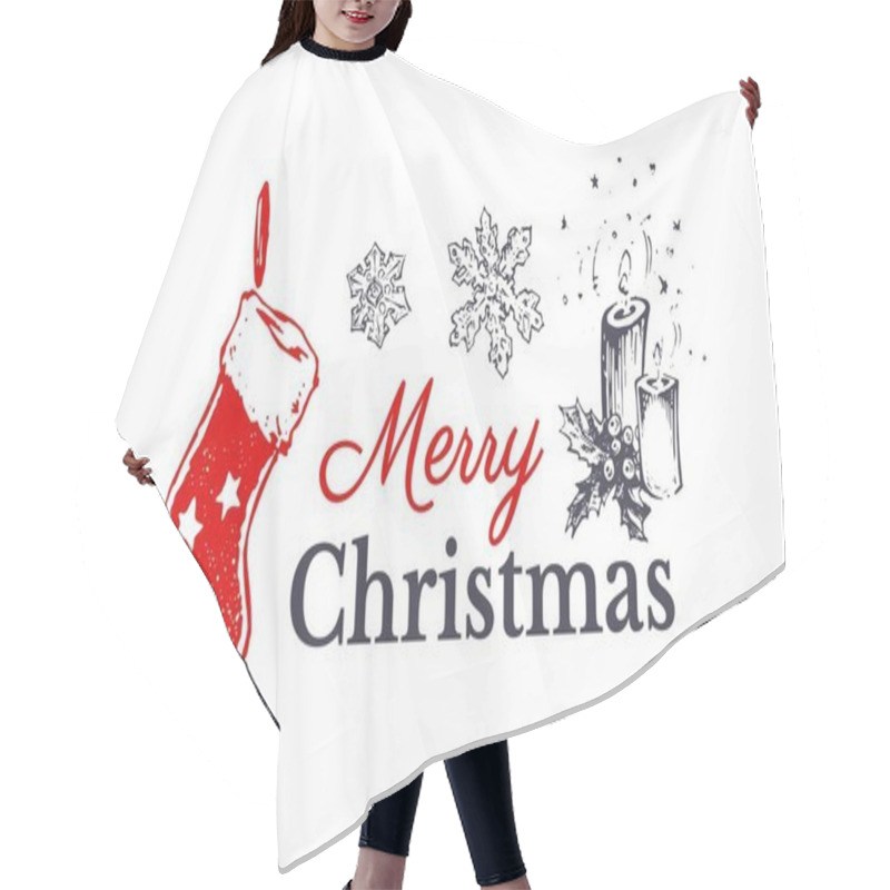 Personality  Merry Christmas. Hand Drawn Vector Card Design Hair Cutting Cape